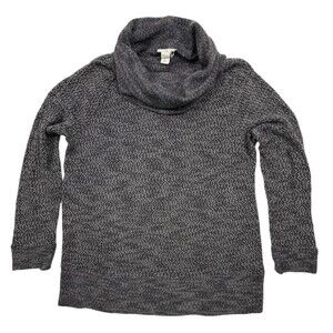 LOFT Outlet Lounge Marled Cowl Neck Long Tunic Sweater Gray Black L